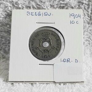 Circulated 1904 Belgian 10 Centimes Large Date Coin Made of Copper/Nickel!!
